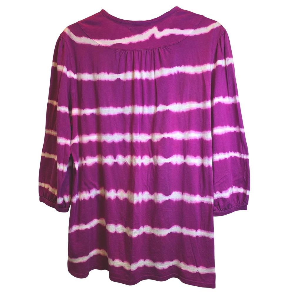 VTG Lucky Brand Tunic Top Tie-Dye Knit Womens XL Purple Magenta Peasant - Picture 2 of 10